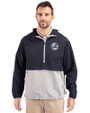 New York Yankees Mono Cutter & Buck Charter Eco Recycled Mens Anorak Jacket Navy Blue/Polished Front