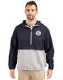 Milwaukee Brewers Mono Cutter & Buck Charter Eco Recycled Mens Anorak Jacket Navy Blue/Polished Front