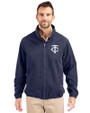 Minnesota Twins Mono Cutter & Buck Charter Eco Recycled Mens Full-Zip Jacket Navy Blue Front