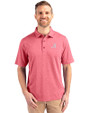 Alabama Crimson Tide Cutter & Buck Forge Heathered Stretch Mens Polo Cardinal Red Heather Front
