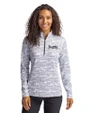 Atlanta Braves Mono Cutter & Buck Traverse Stretch Eco Camo Print Quarter Zip Womens Pullover Charcoal Front