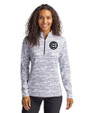 Chicago Cubs Mono Cutter & Buck Traverse Stretch Eco Camo Print Quarter Zip Womens Pullover Charcoal Front