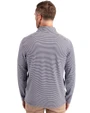 Detroit Tigers Mono Cutter & Buck Virtue Eco Pique Micro Stripe Recycled Mens Big & Tall Quarter Zip Navy Blue/White Back