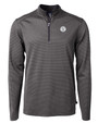 Milwaukee Brewers Mono Cutter & Buck Virtue Eco Pique Micro Stripe Recycled Mens Big & Tall Quarter Zip BLEG_MANN_HG 1