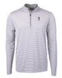 South Florida Bulls Swinging Rocky Cutter & Buck Virtue Eco Pique Micro Stripe Recycled Mens Big & Tall Quarter Zip Polished/White Mannequin