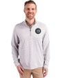 Chicago Cubs Mono Cutter & Buck Virtue Eco Pique Micro Stripe Recycled Mens Quarter Zip Polished/White Front