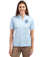 New York Yankees Mono Cutter & Buck Virtue Eco Pique Stripe Recycled Womens Top Atlas Light Blue Front