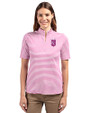 Kansas City Royals Mono Cutter & Buck Virtue Eco Pique Stripe Recycled Womens Top Gelato Fuchsia Front