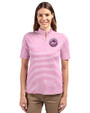 New York Mets Mono Cutter & Buck Virtue Eco Pique Stripe Recycled Womens Top Gelato Fuchsia Front