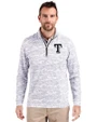 Texas Rangers Mono Cutter & Buck Traverse Stretch Eco Camo Print Quarter Zip Mens Big and Tall Pullover Charcoal Front