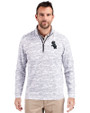Chicago White Sox Mono Cutter & Buck Traverse Stretch Eco Camo Print Quarter Zip Mens Big and Tall Pullover Charcoal Front
