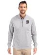 Detroit Tigers Mono Cutter & Buck Adapt Eco Knit Heather Mens Big & Tall Quarter Zip Pullover Polished Heather Front