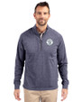 Milwaukee Brewers Mono Cutter & Buck Adapt Eco Knit Heather Mens Big & Tall Quarter Zip Pullover Navy Blue Heather Front