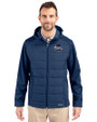 Philadelphia Phillies Mono Cutter & Buck Evoke Hybrid Eco Softshell Recycled Full Zip Mens Big & Tall Hooded Jacket Navy Blue Front