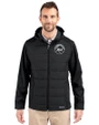 New York Mets Mono Cutter & Buck Evoke Hybrid Eco Softshell Recycled Full Zip Mens Big & Tall Hooded Jacket Black Front