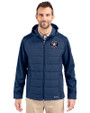 Houston Astro Mono Cutter & Buck Evoke Hybrid Softshell Recycled Full Zip Mens Hooded Jacket Navy Blue Front
