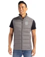 Detroit Tigers Mono Cutter & Buck Evoke Hybrid Softshell Recycled Mens Full Zip Vest Elemental Grey Front