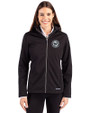 Washington Nationals Mono Cutter & Buck Evoke Softshell Recycled Full Zip Womens Jacket Black Front