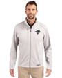 Toronto Blue Jays Mono Cutter & Buck Evoke Softshell Recycled Full Zip Mens Jacket CONCRETE Front