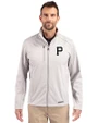 Pittsburgh Pirates Mono Cutter & Buck Evoke Softshell Recycled Full Zip Mens Jacket CONCRETE Front