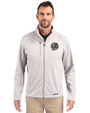 New York Yankees Mono Cutter & Buck Evoke Softshell Recycled Full Zip Mens Jacket CONCRETE Front