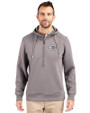 Cincinnati Reds Mono Cutter & Buck Roam Epic Versatility Half Zip Recycled Mens Hooded Pullover Elemental Grey Front