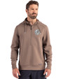 New York Yankees Monochromatic Cutter & Buck Roam Recycled Buttery-Soft Knit Mens Half Zip Hooded Pullover Mushroom Front