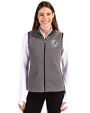 New York Yankees Mono Cutter & Buck Cascade Eco Fleece Womens Vest Elemental Grey/Black Front