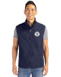 Milwaukee Brewers Mono Cutter & Buck Charter Eco Recycled Mens Full-Zip Vest Navy Blue Front