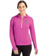 Miami Marlins Mono Cutter & Buck Daybreak Eco Recycled Womens Half Zip Hoodie Gelato Fuchsia Front