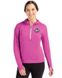 New York Mets Mono Cutter & Buck Daybreak Eco Recycled Womens Half Zip Hoodie Gelato Fuchsia Front
