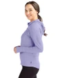 New York Mets Mono Cutter & Buck Daybreak Eco Recycled Womens Half Zip Hoodie Hyacinth Side
