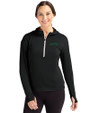 New York Jets Cutter & Buck Daybreak Eco Recycled Womens Half Zip Hoodie Black Front