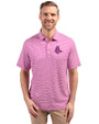 Boston Red Sox Mono Cutter & Buck Forge Eco Double Stripe Stretch Recycled Mens Polo Gelato/White Front