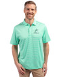 Miami Marlins Mono Cutter & Buck Forge Eco Double Stripe Stretch Recycled Mens Polo Fresh Mint/White Front
