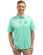 Kansas City Royals Mono Cutter & Buck Forge Eco Double Stripe Stretch Recycled Mens Polo Fresh Mint/White Front