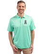 Los Angeles Angels Mono Cutter & Buck Forge Eco Double Stripe Stretch Recycled Mens Polo Fresh Mint/White Front