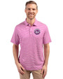 New York Mets Mono Cutter & Buck Forge Eco Double Stripe Stretch Recycled Mens Polo Gelato/White Front