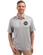 New York Mets Mono Cutter & Buck Forge Eco Double Stripe Stretch Recycled Mens Polo Polished/White Front
