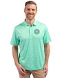 Houston Astro Mono Cutter & Buck Forge Eco Double Stripe Stretch Recycled Mens Polo Fresh Mint/White Front