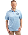 Houston Astro Mono Cutter & Buck Forge Eco Heather Stripe Stretch Recycled Mens Polo Atlas Heather Front