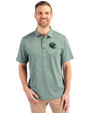 New York Jets NFL Helmet Cutter & Buck Forge Eco Heather Stripe Stretch Recycled Mens Polo Hunter Heather Front
