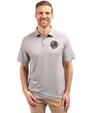 New York Yankees Mono Cutter & Buck Forge Eco Stretch Recycled Mens Polo Polished Medium Gray Front