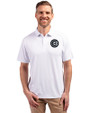 Chicago Cubs Mono Cutter & Buck Forge Eco Stretch Recycled Mens Polo White Front