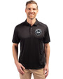 New York Mets Mono Cutter & Buck Forge Eco Stretch Recycled Mens Polo Black Front