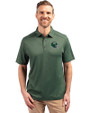 New York Jets NFL Helmet Cutter & Buck Forge Eco Stretch Recycled Mens Polo Dark Hunter Heather Front