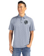 New York Yankees Mono Cutter & Buck Pike Eco Pebble Print Stretch Recycled Mens Polo Polished/White Front