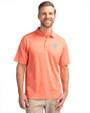 Clemson Tigers Cutter & Buck Forge Heathered Stretch Mens Polo College Orange Heather Front