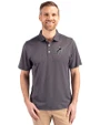 Miami Marlins Mono Cutter & Buck Pike Eco Symmetry Print Stretch Recycled Mens Polo Black/White Front