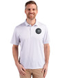 Chicago Cubs Mono Cutter & Buck Pike Eco Symmetry Print Stretch Recycled Mens Polo White/Polished Front